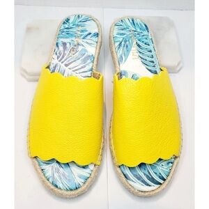 J.McLaughlin Aries Yellow Scalloped Espadrille Slide Sandals
